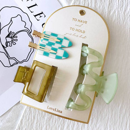 Grab Bag Hair Clip Set with Checked Hair Clips Assorted Colors