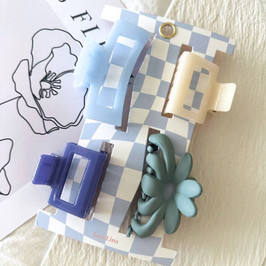 Assorted Sky Claw Clips Checked Board