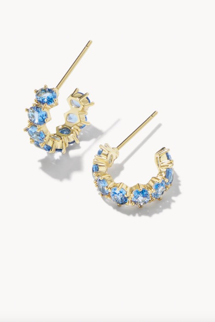 Kendra Scott Gold Cailin Crystal Huggie Earrings In Blue Violet Crystal