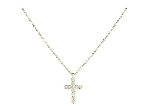 Kendra Scott Cross Crystal Pendant Necklace (Gold White Crystal) Necklace