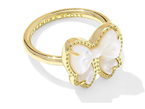Kendra Scott Haley Bow Band Women's Ring Women's Ring Gold Ivory Mother of Pearl : 6