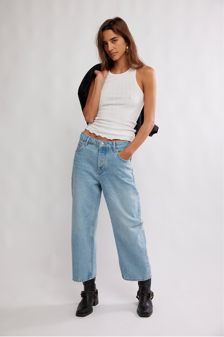 Free People Deep Trance Dropped Boyfriend Barrel Jeans in Sweet Dreams  Colorway