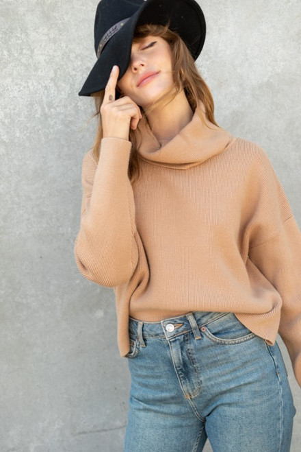 NEW Classy Girl Taupe Turtleneck Sweater