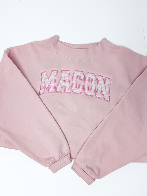 Macon Floral Mock Neck Sweatshirt in Pink