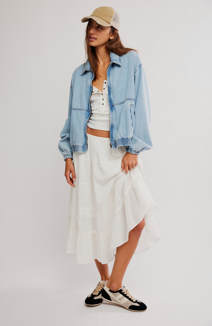 Free People Birdie Denim Jacket in Mockingbird
