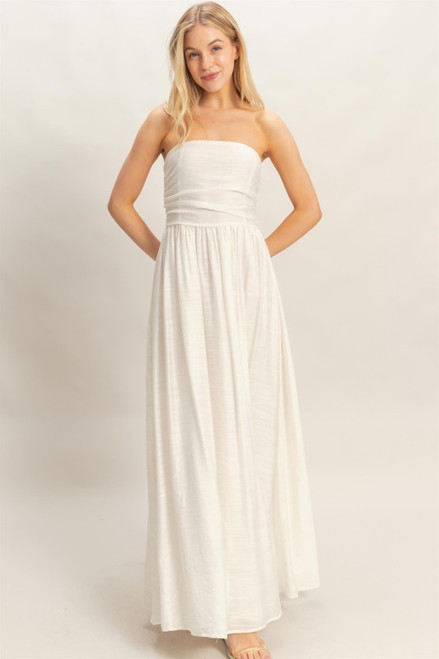 White Maxi Dress with Bow Back