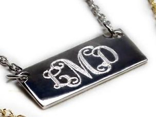 Monogrammed Sterling Silver Bar Necklace