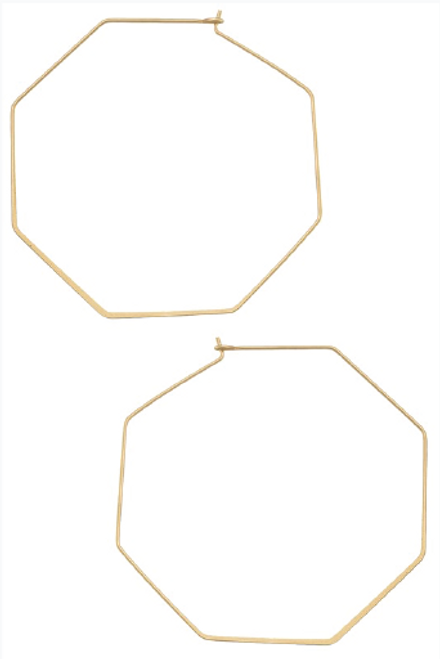 Large Gold Octagon Earrings