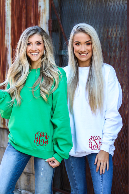 Monogrammed Sweatshirt at Ginny Marie's Best Place for Monogramming in Macon Georgia