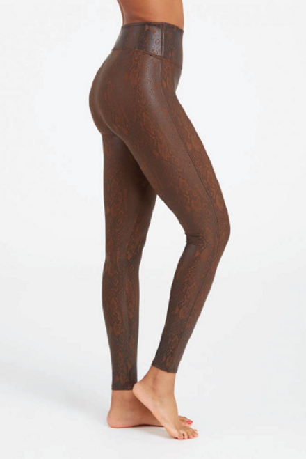 SPANX, Pants & Jumpsuits, Spanx Faux Leather Snakeskin Leggings In Brown  Size M