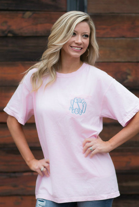 Monogrammed, Comfort Colors Pocket T-shirt, short sleeved