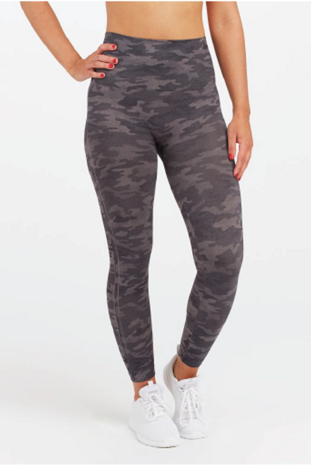 Spanx Look At Me Now Seamless Leggings Black Camo Cropped Printed - Size S