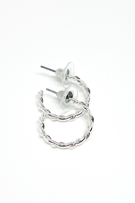 All Twisted Up Silver Hoops