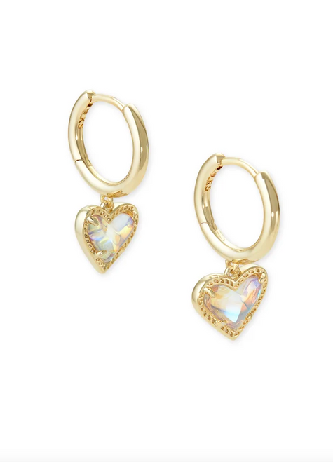 Kendra Scott Ari Heart Huggie Earrings in Dichroic Glass