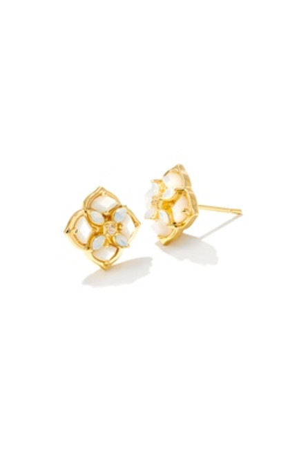 Kendra Scott Dira Stone Gold Stud Earrings in Ivory Mix