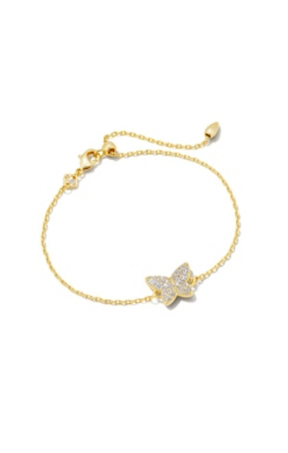 Kendra Scott Lillia Crystal Pendant Butterfly Bracelet Gold White Crystal