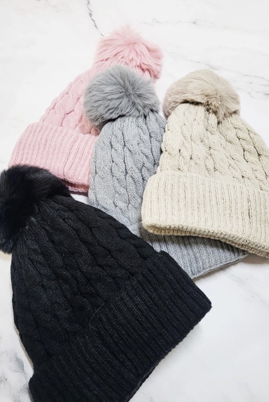 Double Layer Pom Pom Beanie