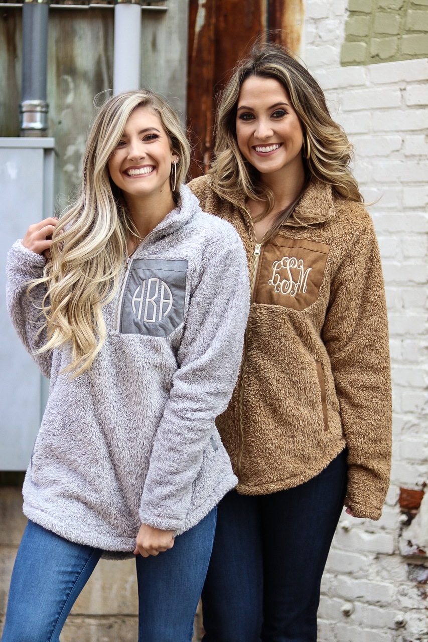 sherpa pullover with initials