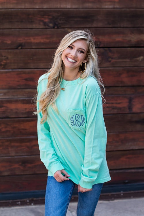 Soul & Grace Designs Oversized Pocket Monogram Tee M / Island Reef