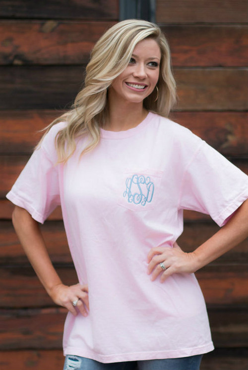 Custom Christmas Monogram Comfort Colors Pocket Tees | Refinery Number One, Inc | Graphic Apparel |  Boutiques