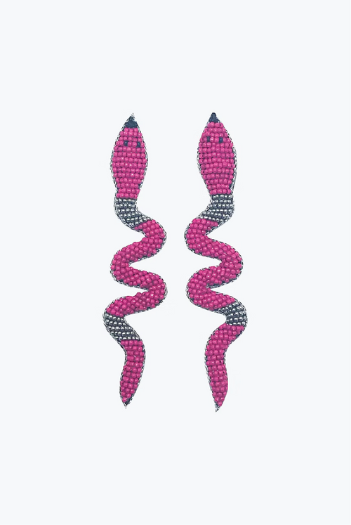 Allie Beads Beaded Snake Earrings Pink
