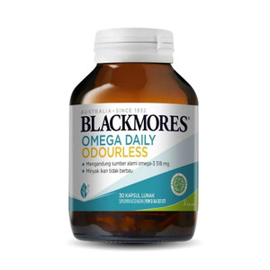 Blackmores Omega Daily Odourless 30 kapsul suplemen kesehatan yang mengandung Omega 3.