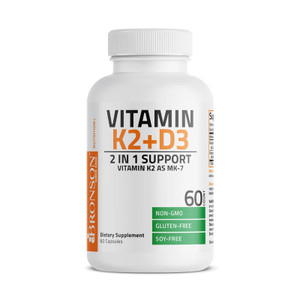 Bronson Vitamin D3+K2 5000 IU 60 Kapsul Suplemen Esensial Untuk Kesehatan Tulang dan Jantung