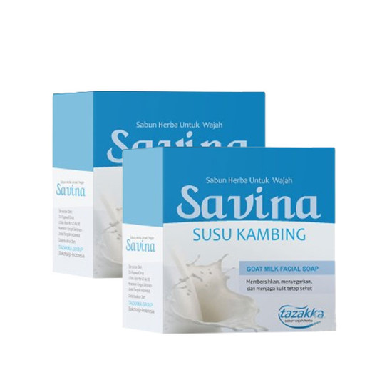 Tazakka Sabun Wajah Savina Susu Kambing 90 gr Mencerahkan Kulit dan Mengatasi Sel Kulit Mati - 2 Pcs