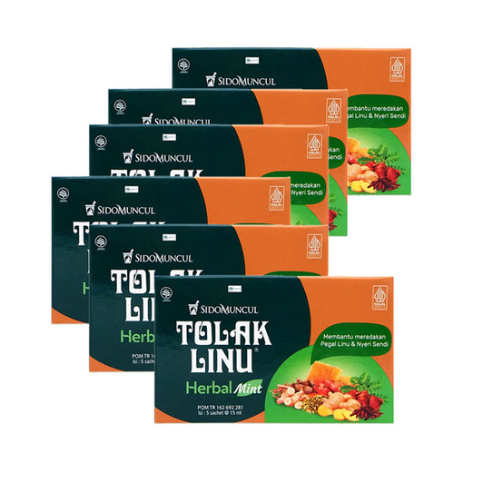 Sido Muncul Tolak Linu Mint Herbal 5 Sachet Obat Pegal Linu & Nyeri Sendi - 6 Box
