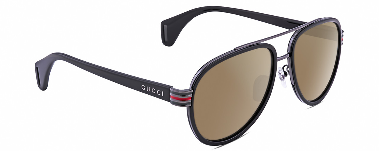 Gucci GG0447S Unisex Pilot Polarized Sunglasses Black Gunmetal 58 