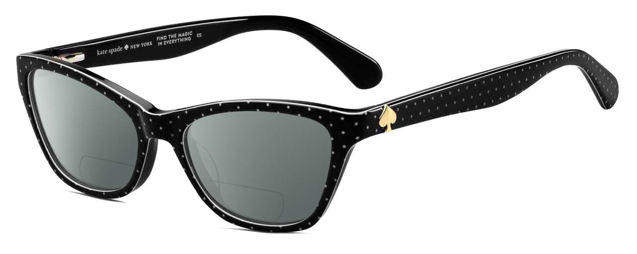 Kate Spade ALAYSHA Cat Eye Polarized BIFOCAL Sunglass Black White