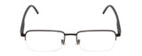 Front View of Calabria 784 Men Rectangular Semi-Rimless Designer Reading Glasses in Black 50mm