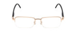 Front View of Calabria 784 Mens Rectangular Semi-Rimless Designer Reading Glasses in Gold 50mm