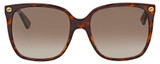 Front View of Gucci GG0022S Womens Cat Eye Sunglasses Brown Tortoise Havana/Grey Gradient 57mm