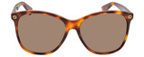 Front View of Gucci GG0024S Unisex Square Designer Sunglasses Brown Tortoise Havana/Brown 58mm
