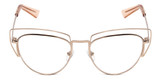 Front View of Book Club One Hundred Beers Solitude Designer Progressive Lens Prescription Rx Eyeglasses in Rose Gold Ladies Cat Eye Full Rim Metal 55 mm