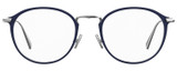 Front View of Levi's Timeless LV5001 Designer Reading Eye Glasses with Custom Cut Powered Lenses in Satin Blue Palladium Silver Unisex Oval Full Rim Metal 50 mm