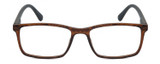 Front View of Geoffrey Beene GBR002 Designer Reading Eye Glasses with Custom Cut Powered Lenses in Matte Tortoise Havana Brown Gold Navy Blue Mens Rectangular Full Rim Acetate 53 mm