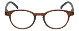 Front View of Geoffrey Beene GBR004 Designer Reading Eye Glasses with Custom Cut Powered Lenses in Matte Tortoise Havana Brown Gold Black Mens Oval Full Rim Acetate 46 mm