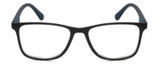 Front View of Geoffrey Beene GBR007 Men's Rectangular Reading Glasses in Black Navy Blue 53 mm