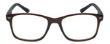 Front View of Geoffrey Beene GBR009 Designer Reading Eye Glasses with Custom Cut Powered Lenses in Gloss Crystal Dark Brown Black Mens Panthos Full Rim Acetate 52 mm