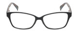 Front View of Lulu Guinness LR76 Designer Progressive Lens Prescription Rx Eyeglasses in Gloss Black Floral Ladies Rectangular Full Rim Acetate 53 mm