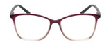 Front View of Lulu Guinness LR79 Designer Bi-Focal Prescription Rx Eyeglasses in Plum Purple Blush Pink Crystal Fade Ladies Square Full Rim Acetate 54 mm