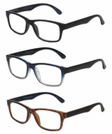 Front View of Geoffrey Beene 3 PACK Gift Mens Reading Glasses Black Purple,Blue,Tortoise +1.50