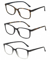 Front View of Geoffrey Beene 3 PACK Mens Reading Glasses in Black,Crystal,Matte Tortoise +1.50
