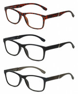 Front View of Geoffrey Beene 3 PACK Men's Reading Glasses MT Black,Grey Crystal,Tortoise +2.50