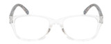 Front View of Elle EL15558R Designer Reading Eye Glasses with Custom Cut Powered Lenses in Crystal Clear Modern Art Pink Blue Ladies Oval Full Rim Acetate 51 mm