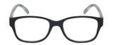 Front View of Elle EL15558R Designer Reading Eye Glasses with Custom Cut Powered Lenses in Gloss Black Modern Art White Ladies Oval Full Rim Acetate 51 mm