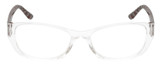 Front View of Elle EL15577R Designer Single Vision Prescription Rx Eyeglasses in Crystal Clear Brown Logo Letter Gold Ladies Cat Eye Full Rim Acetate 52 mm