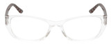 Front View of Elle EL15577R Designer Bi-Focal Prescription Rx Eyeglasses in Crystal Clear Brown Logo Letter Gold Ladies Cat Eye Full Rim Acetate 52 mm